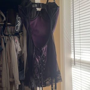 Leopard corset gartered lingerie